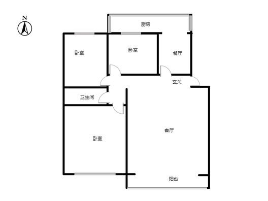 华阳水电小区3室2厅1卫户型图