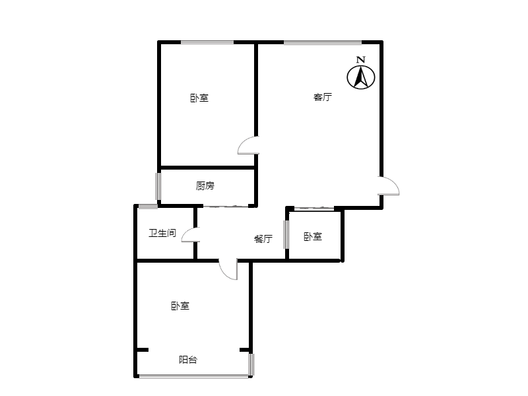 云景城3室2厅1卫户型图