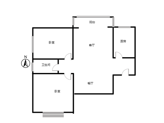 翡翠城（涿郡东区）2室2厅1卫户型图