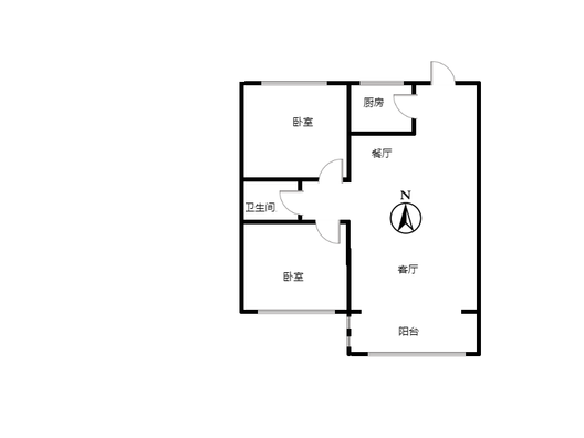 新加坡花园2室2厅1卫户型图