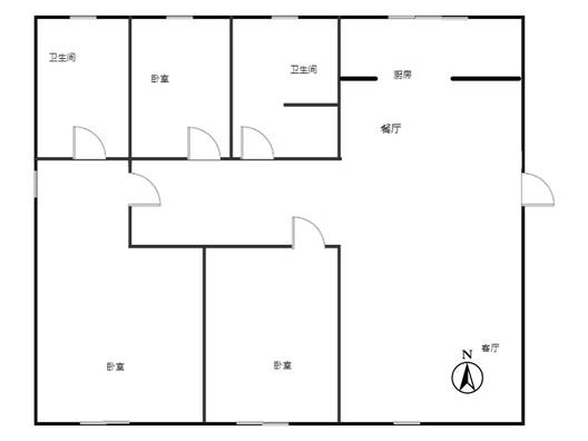 中铁建樾府国际3室2厅2卫户型图