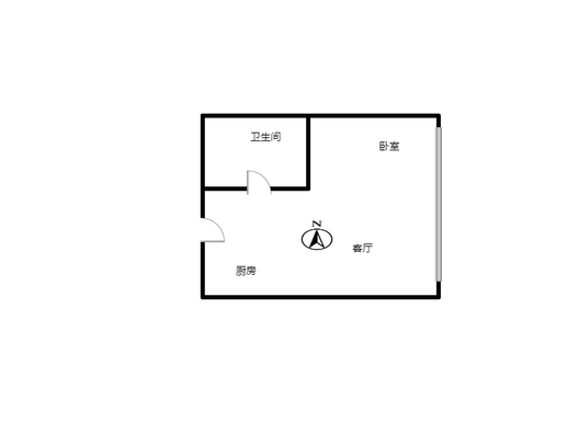 京第银座1室1厅1卫户型图