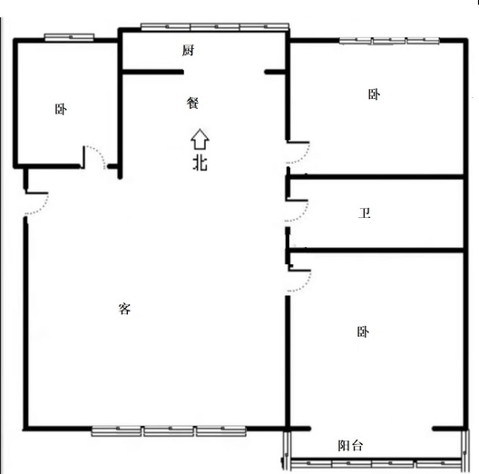 游福街小区3室2厅1卫户型图