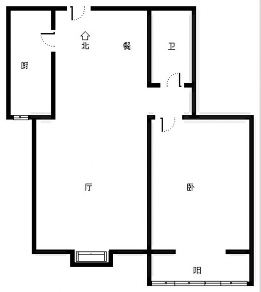 水岸花城1室2厅1卫户型图