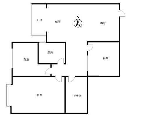 汇元新天地3室2厅1卫户型图