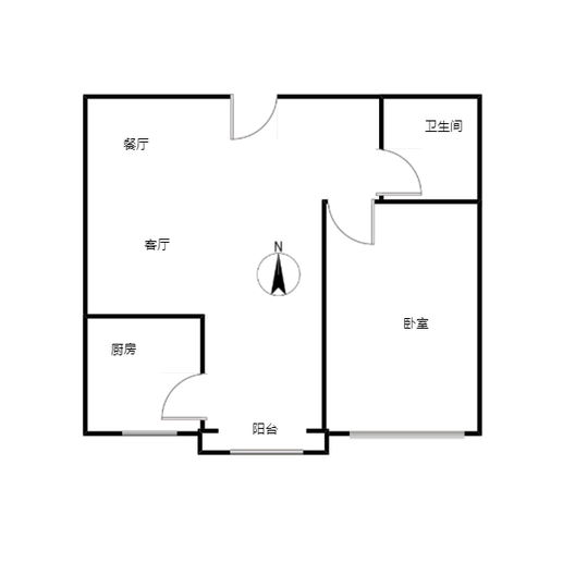 名流枫景五期1室2厅1卫户型图