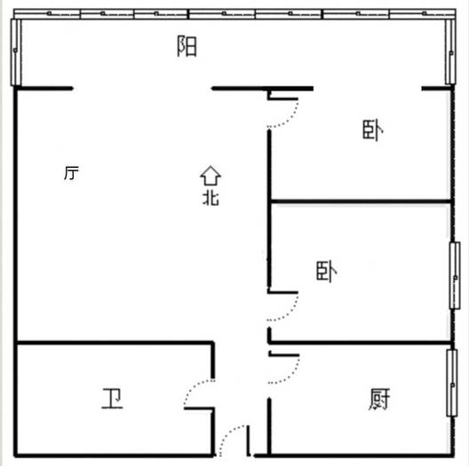 汇元国际2室1厅1卫户型图