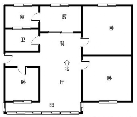 联合小区四号院3室2厅1卫户型图