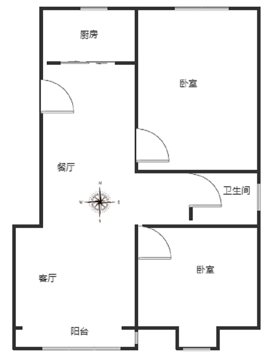 天地新城2室2厅1卫户型图