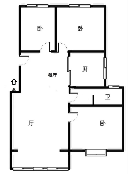 天地新城3室2厅1卫户型图