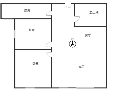 学府澜湾一期2室2厅1卫户型图