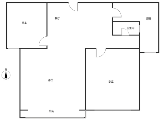 君临天下御景园2室2厅1卫户型图