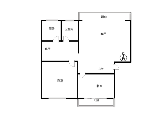 嘉和小区2室2厅1卫户型图