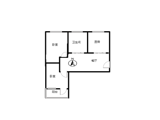 铁道部建厂局家属楼（机械总队家属院）2室2厅1卫户型图