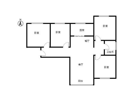 高铁新干线4室2厅1卫户型图