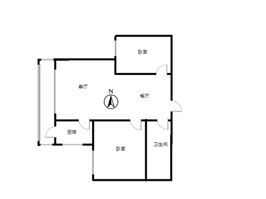 涿州铁路住宅小区2室2厅1卫户型图