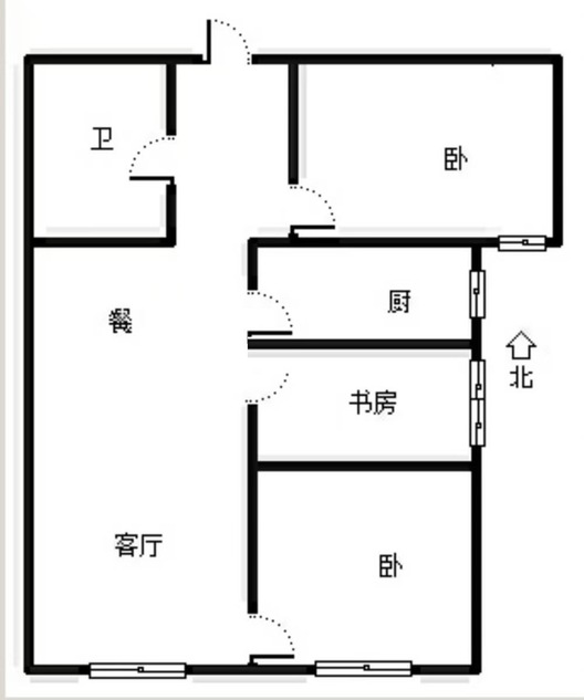 高铁新干线3室2厅1卫户型图