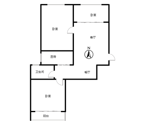 云景城3室2厅1卫户型图