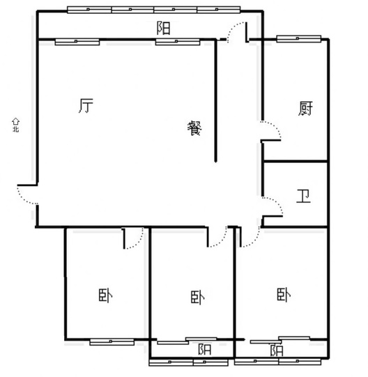 邮政小区3室2厅1卫户型图