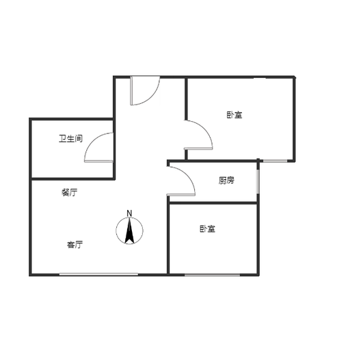 翡翠滨江2室2厅1卫户型图