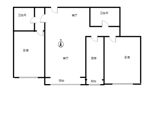 鸿盛凯旋门2室2厅1卫户型图