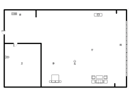金街公寓1室1厅1卫户型图