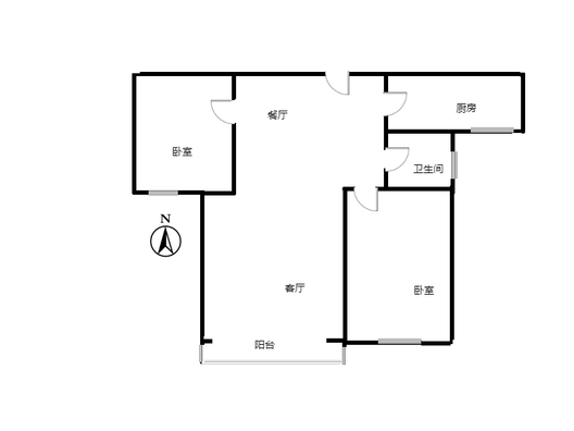 润卓天伦湾2室2厅1卫户型图