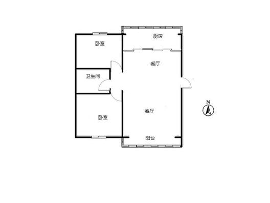 游福街小区2室2厅1卫户型图