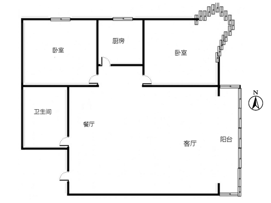 鸿盛凯旋门2室2厅1卫户型图