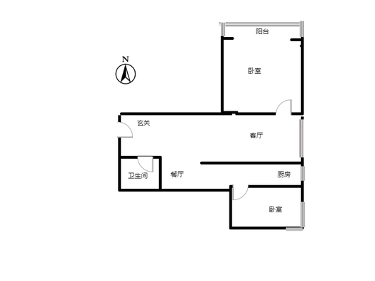 金茂府（鹏渤公园里）2室2厅1卫户型图