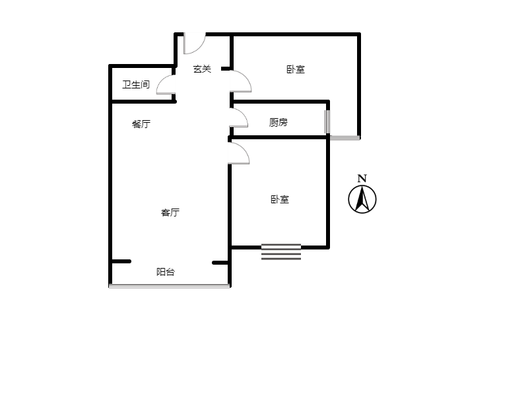 金域中央2室2厅1卫户型图