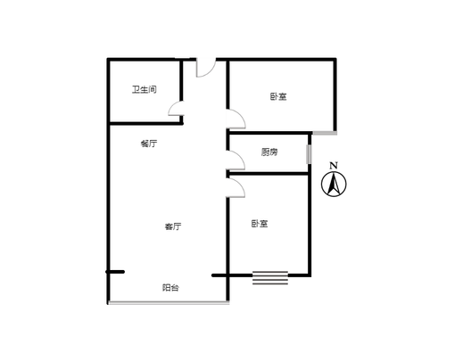 金域中央2室2厅1卫户型图