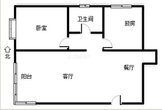鸿坤理想湾1室2厅1卫户型图