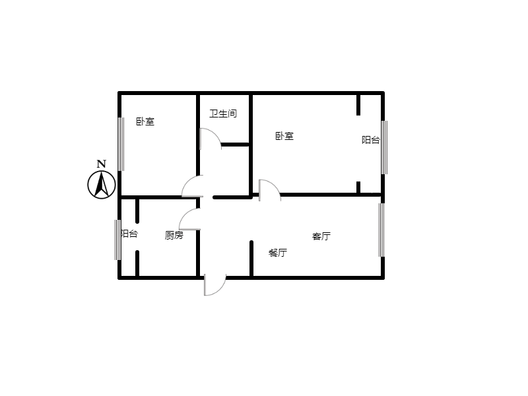 矿山局家属楼南院2室2厅1卫户型图