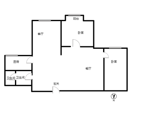 涿州孔雀城悦澜湾2室2厅1卫户型图