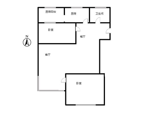 县府小区2室2厅1卫户型图
