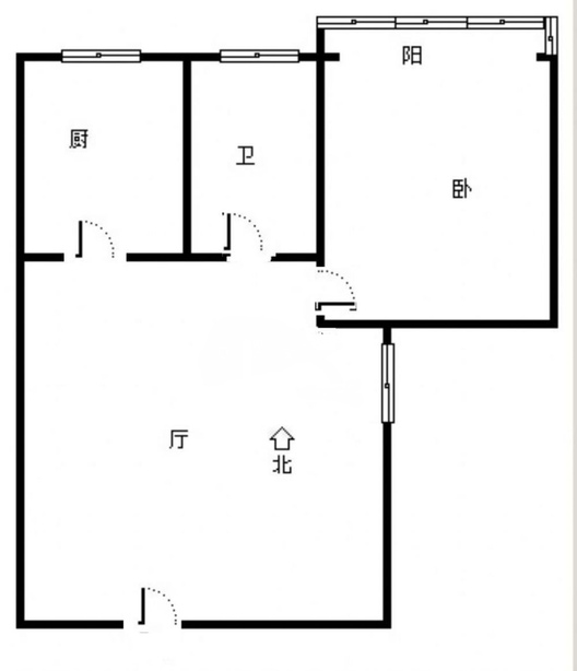 范阳公寓1室1厅1卫户型图
