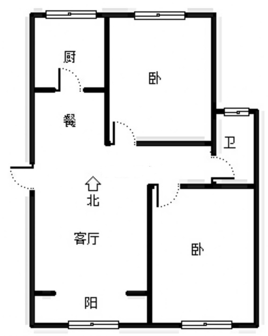 技校家园2室2厅1卫户型图