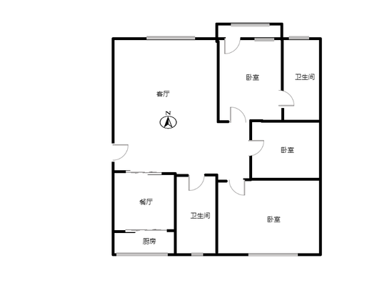 温馨小区3室2厅2卫户型图