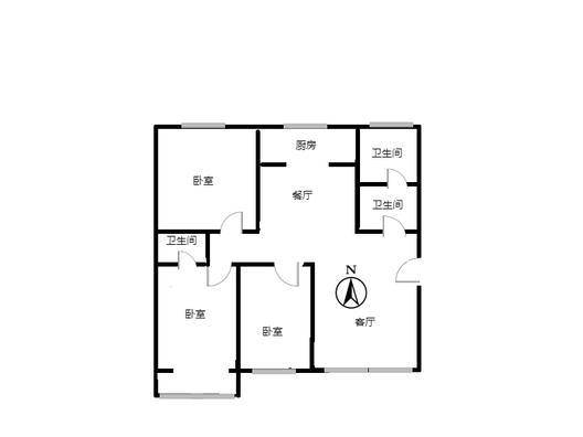 新府阳光一号院3室2厅2卫户型图