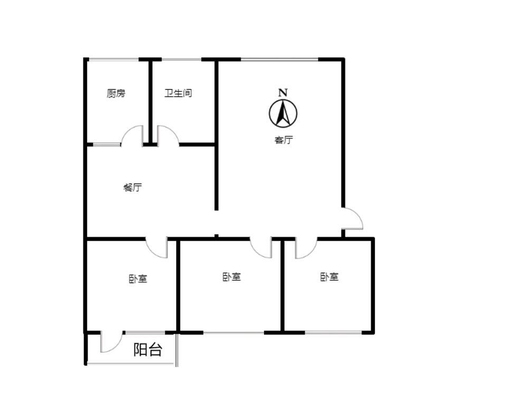 电梯厂小区3室2厅1卫户型图