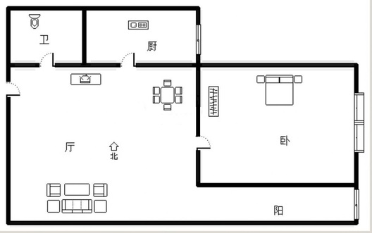 天保郦景1室1厅1卫户型图