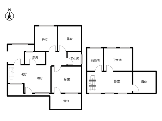 高铁新干线3室2厅2卫户型图