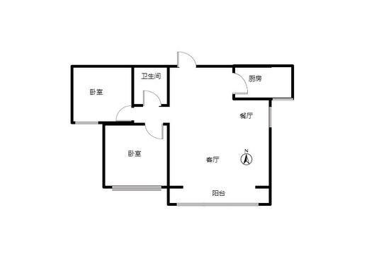 凯兴花园（悦享城）2室2厅1卫户型图