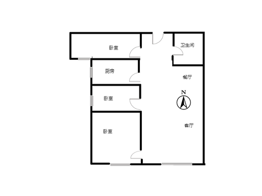 鸿坤理想湾3室2厅1卫户型图