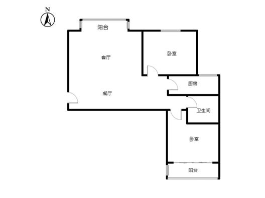 翡翠城（涿郡东区）2室2厅1卫户型图