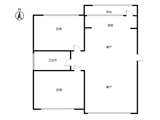 润卓天伦湾2室2厅1卫户型图