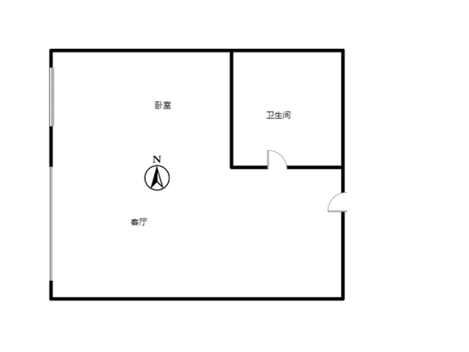 国富公寓(18号楼）1室1厅1卫户型图