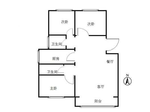桃源新都孔雀城3室2厅2卫户型图