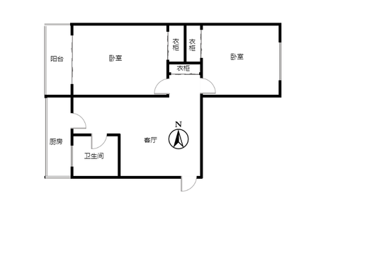 华北铝业生活小区（北院）2室1厅1卫户型图